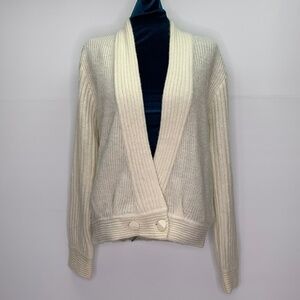 Vintage Cream Wrap Sweater Medium 90s Acrylic Blend Cardigan